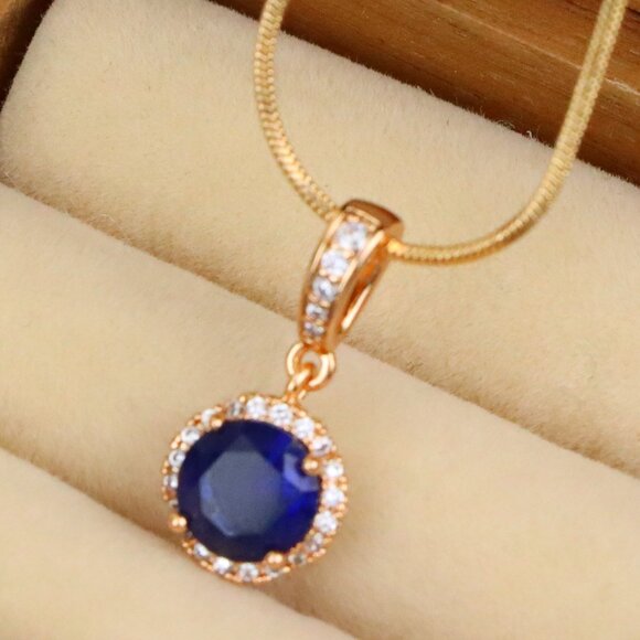 "Deep Purple Crystal Pendant with Sparkling Accents in Rose Gold, XPPT1459 - Picture 1 of 13